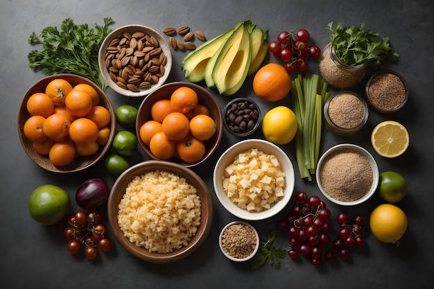 Foto foto de comida saudável tirada de uma foto aérea