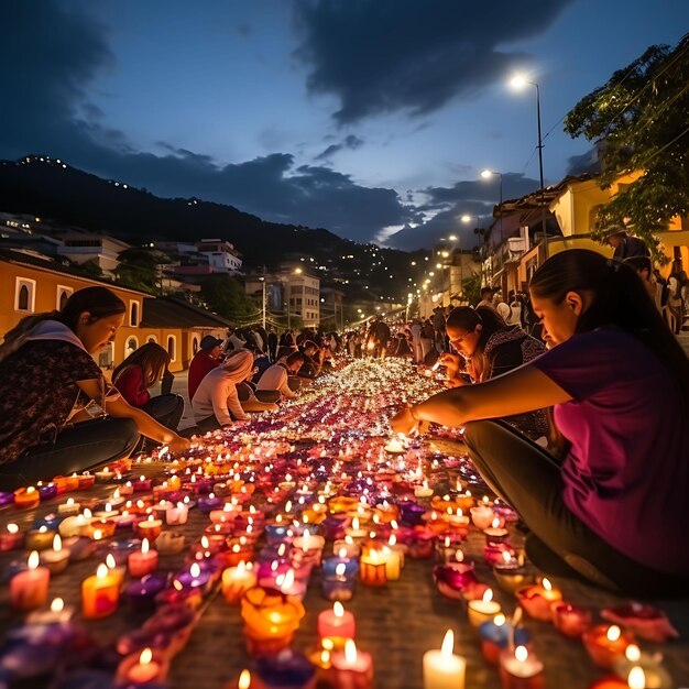 Foto de comunidades colombianas se unem para El Da De Las Velitas Festive Colombia Vibrant