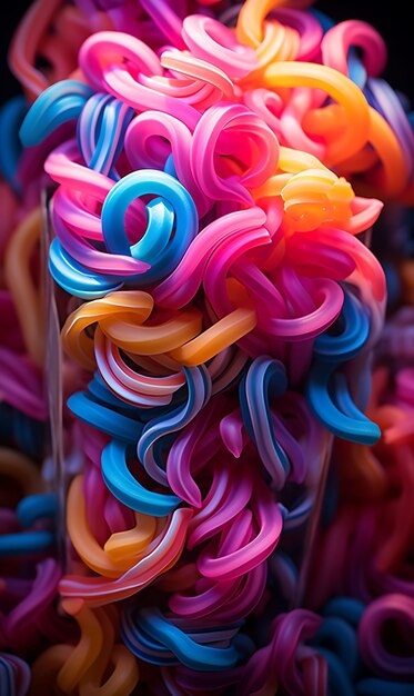 Foto de confeitaria Licorice Laces Dispensador de doces Extremo Close Up Ángulo largo L Sweet Concept Art