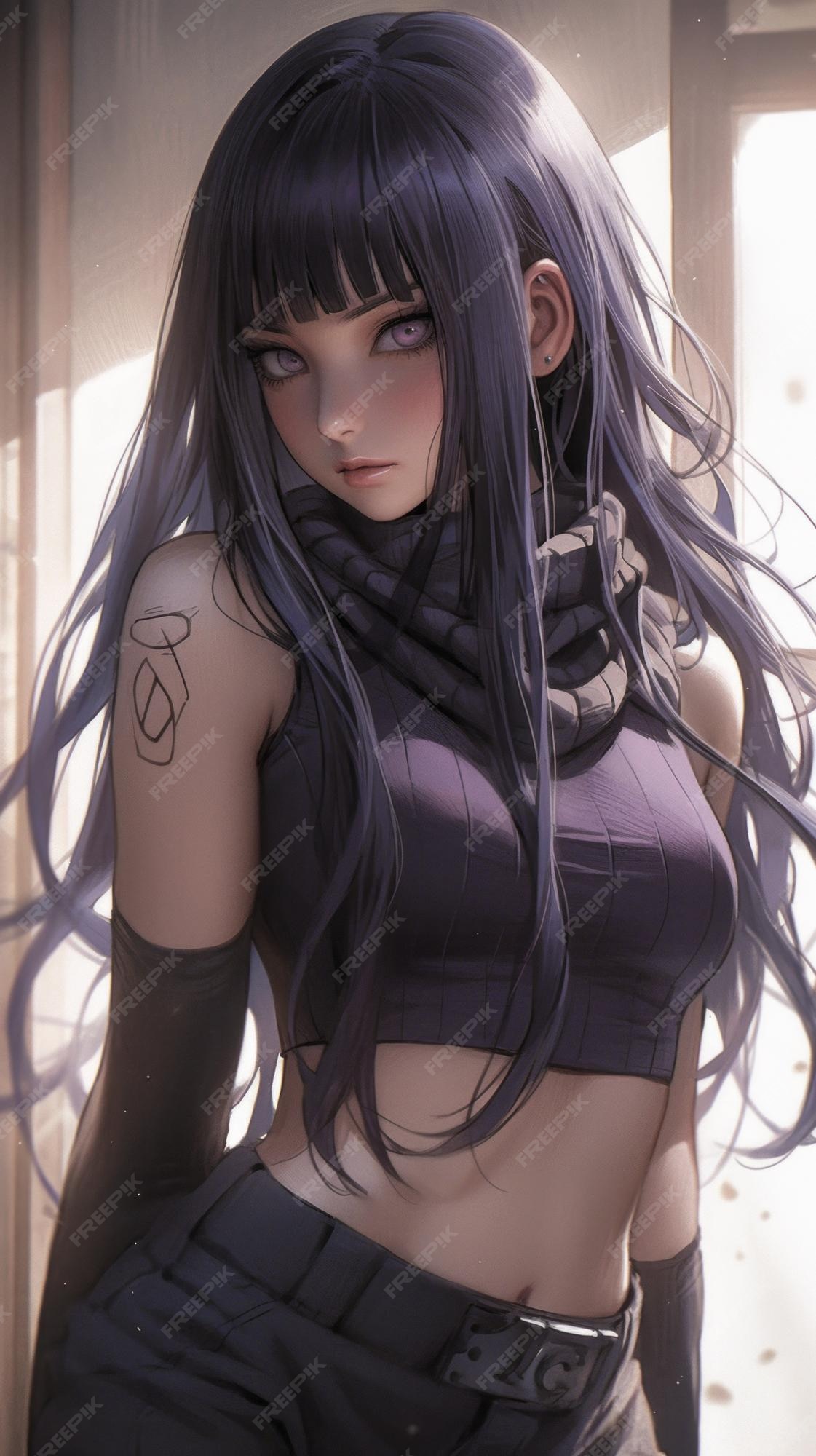 Foto de corpo inteiro uma hinata de naruto é energética vestindo uma roupa  profunda