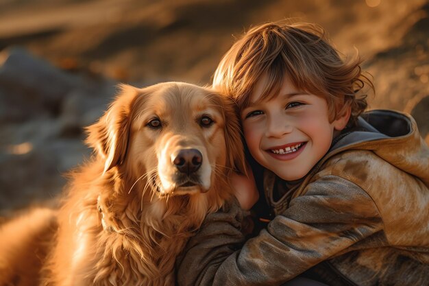 foto de criança e cachorro na praia