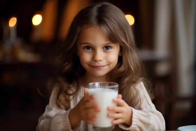 Foto foto de criança fofa bebendo leite