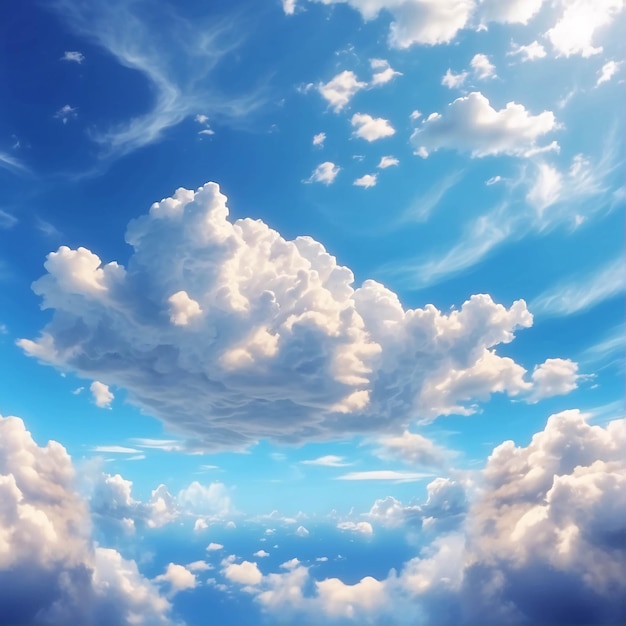 Foto de Cumulonimbus Cloud em céu azul brilhante em um dia ensolarado de tirado de baixo