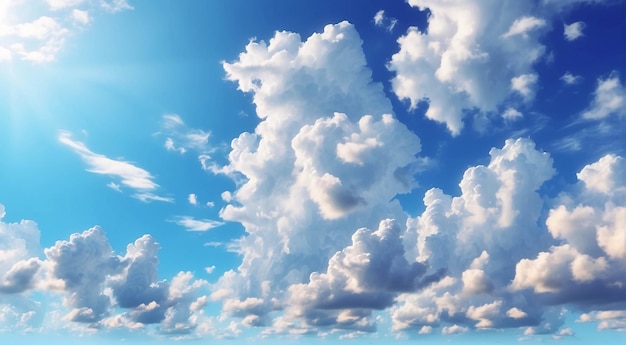 Foto de Cumulonimbus Cloud em céu azul brilhante em um dia ensolarado de tirado de baixo