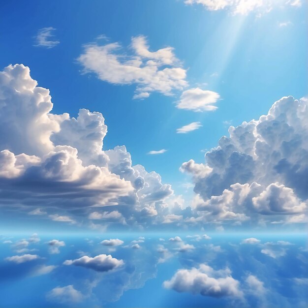 Foto foto de cumulonimbus cloud em céu azul brilhante em um dia ensolarado de tirado de baixo