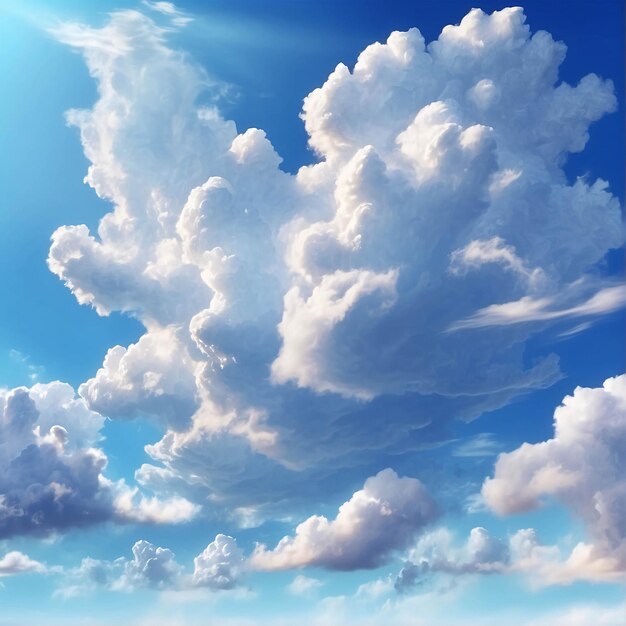Foto foto de cumulonimbus cloud em céu azul brilhante em um dia ensolarado de tirado de baixo