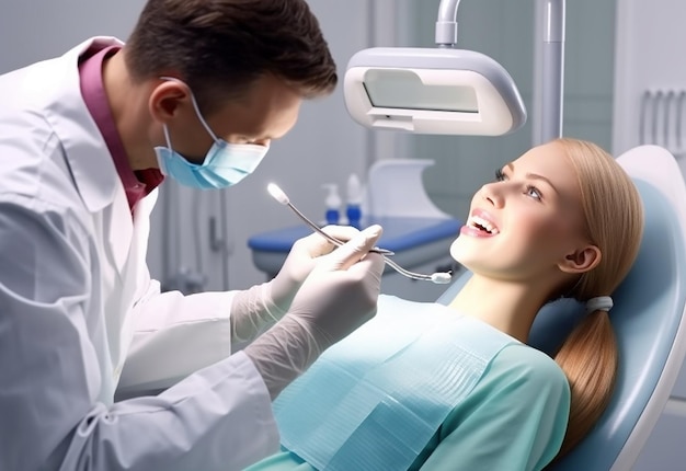Foto de dentista fazendo tratamentos odontológicos profissionais