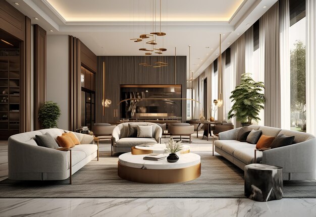 Foto de design de interiores de sala de estar moderna de luxo