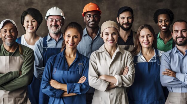 Foto de diversas pessoas multiétnicas com diferentes empregos