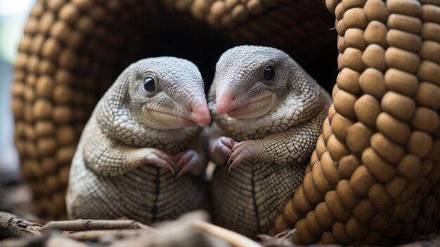 foto de dois Armadillos com ênfase na expressão do amor