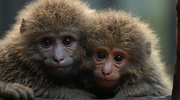 foto de dois babuínos com ênfase na expressão do amor