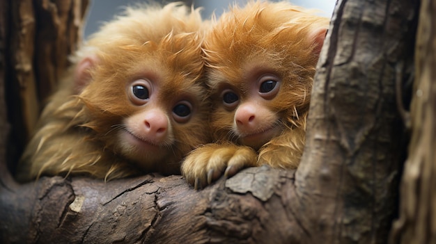 foto de dois Uakari com ênfase na expressão do amor