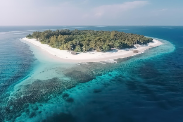 Foto de drone da bela praia tropical das Maldivas paradisíacas na ilha AI