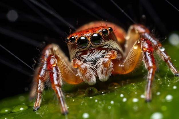 Foto de duas aranhas envolvidas em uma exibição de cortejo IA generativa