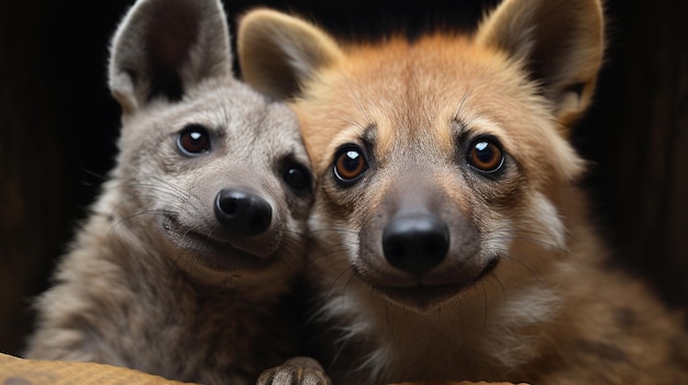 foto de duas hienas que derretem o coração com ênfase na expressão do amor