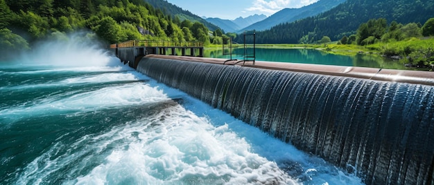Foto de energia hidrelétrica mostrando aproveitamento sustentável de energia e prevenção de inundações para o equilíbrio ecológico