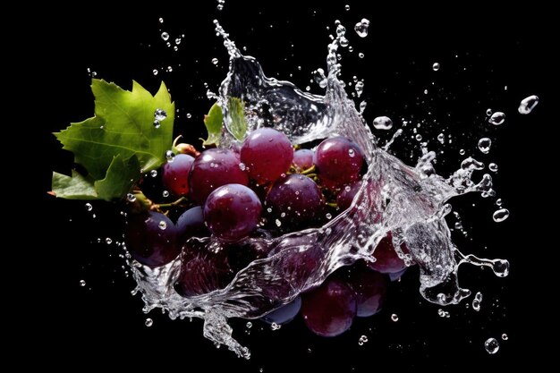 foto de estoque de respingos de água com uva isolada Fotografia de alimentos