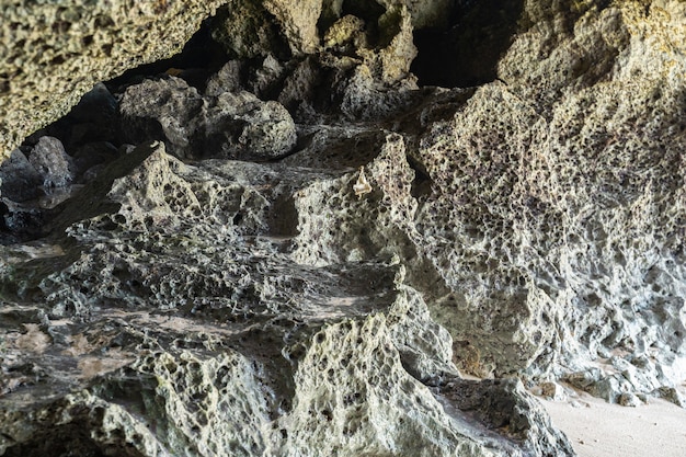 Foto de estoque de rocha cinza com buracos e rachaduras