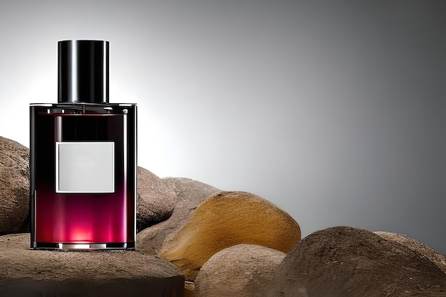 Foto de estúdio de produto de maquete de perfume de garrafa vermelha e preta isolada