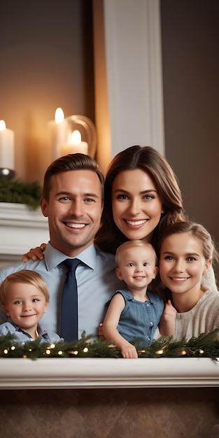 foto de família com uma família feliz