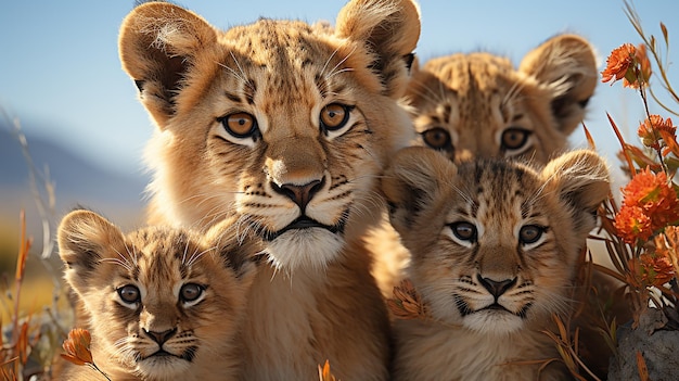 Foto de família de leões