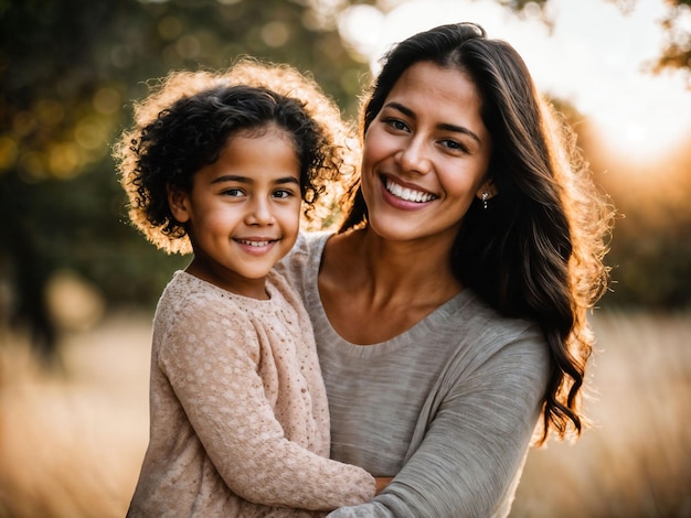 foto de família feliz mãe e filha IA generativa