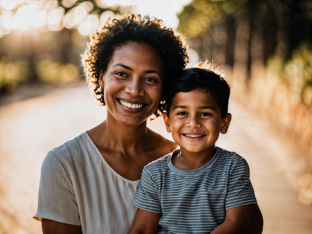 foto de família feliz mãe e filho IA generativa