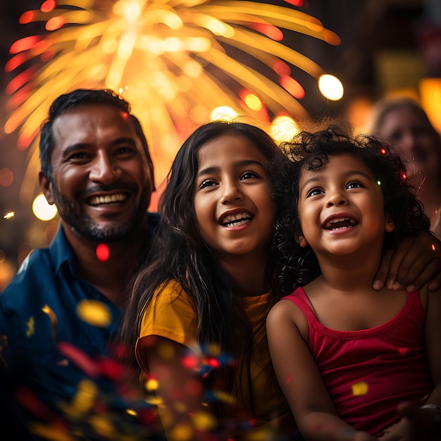 Foto de famílias colombianas acendendo fogos de artifício durante a Novena De Agui Festiva Colômbia Vibrante