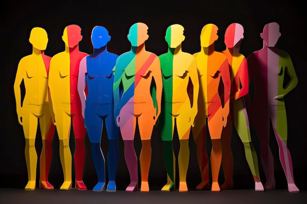 Foto de figuras recortadas de papel seguidas do orgulho gay Generative ai