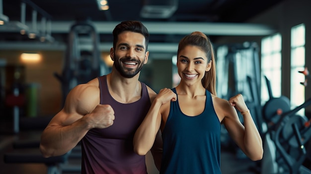 Foto de fitness homem mulher treino na academia