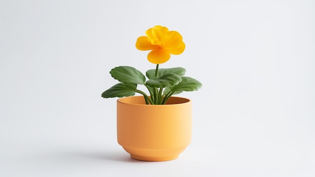 Foto de flor de botão de ouro em vaso isolado em fundo branco