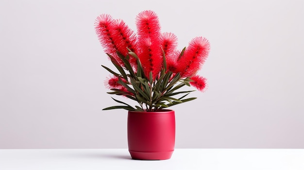 Foto de flor de pincel em vaso isolado em fundo branco