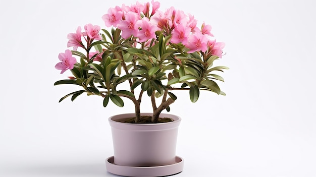 Foto de flor de rododendro em vaso isolado em fundo branco