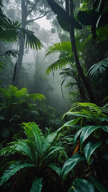 Foto de Floresta Tropical Vibrante Árvores e Plantas Verdes Exuberantes e Biodiversidade Explore