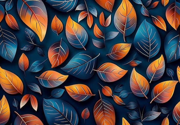 Foto de folhas coloridas padrão papel de parede design de fundo