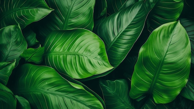 Foto de folhas de papel de parede verde escuro para tela de laptop