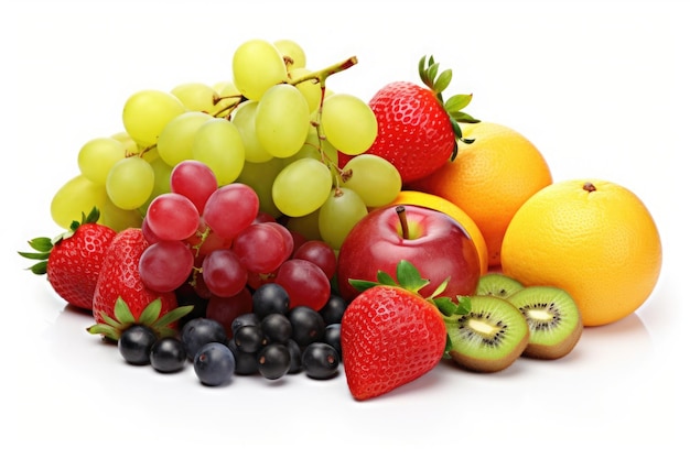Foto de frutas frescas isoladas em fundo branco