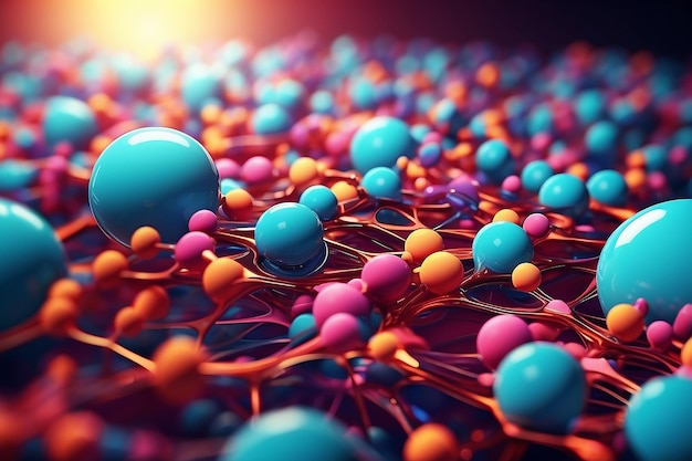 Foto de fundo abstrato de átomos em movimento ilustração 3d de alta qualidade
