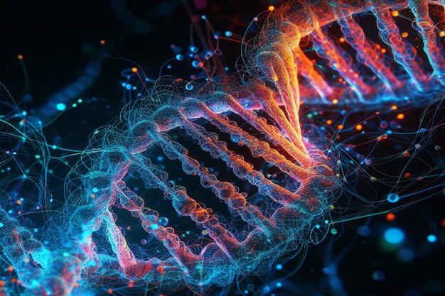Foto de fundo de DNA 3D com renderizações detalhadas e estilísticas