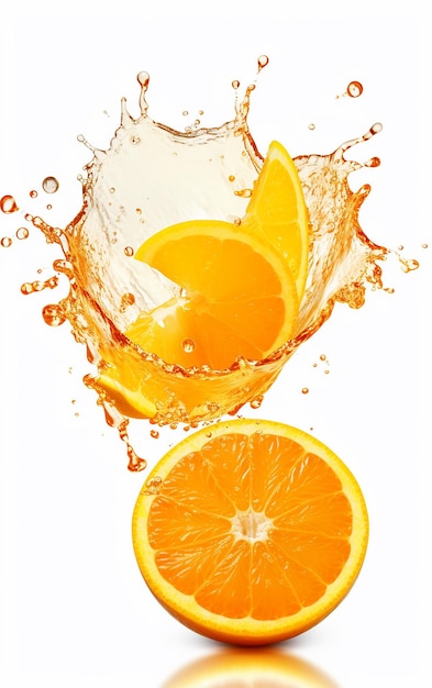 Foto de fundo de salpicaduras de frutas laranja