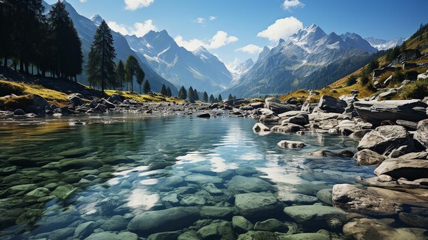 Foto foto de fundo de um belo lago de montanha