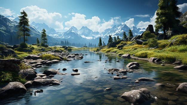 Foto foto de fundo de um belo lago de montanha