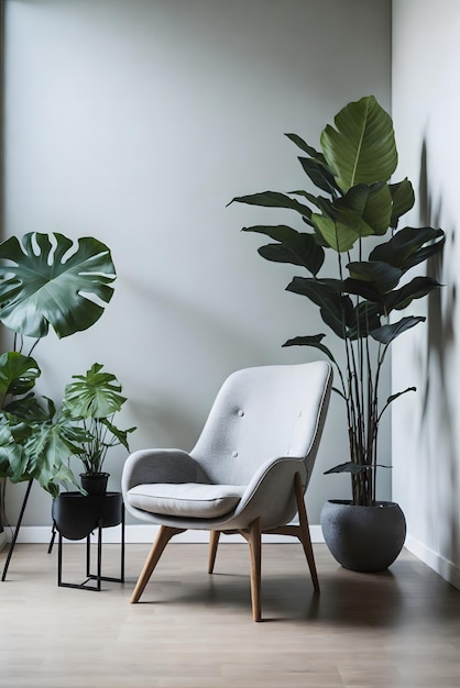 foto de fundo minimalista interior contemporâneo com cadeira e planta