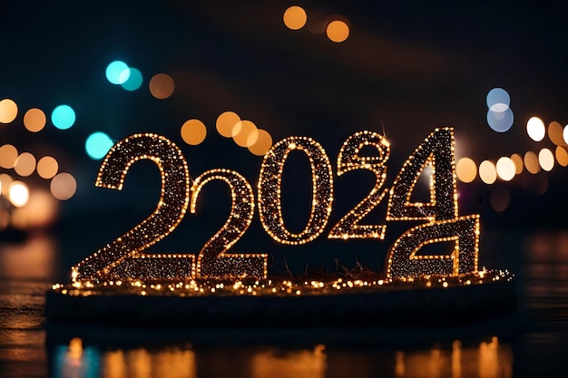 Foto de fundo muito bonita foto bonita vista colorida feliz ano novo 2024 Ai gerado