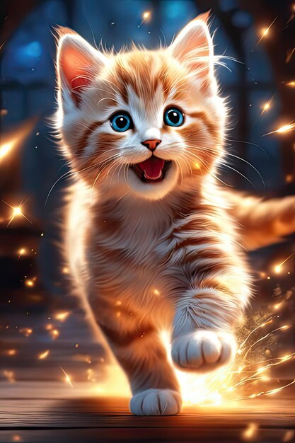 foto de gato de luz mágica fantástica