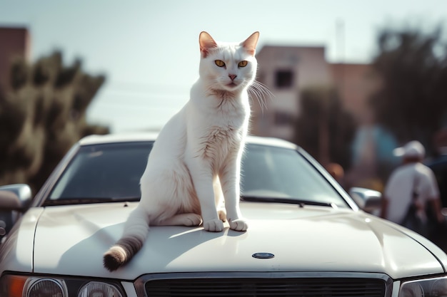 Foto de gato fofo no carro