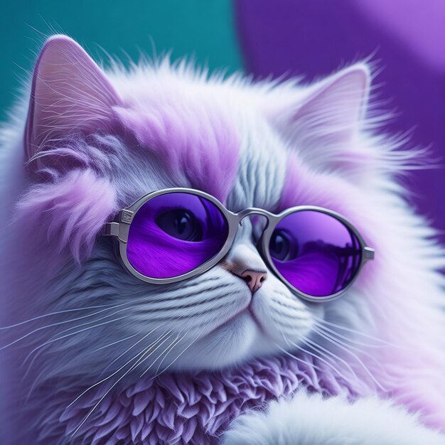 Foto de gato roxo com óculos de sol ilustração