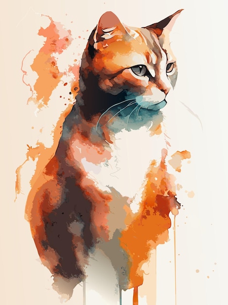 Foto de gato Técnica de aquarela