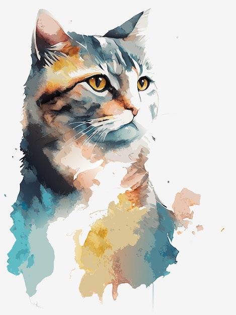 Foto de gato Técnica de aquarela