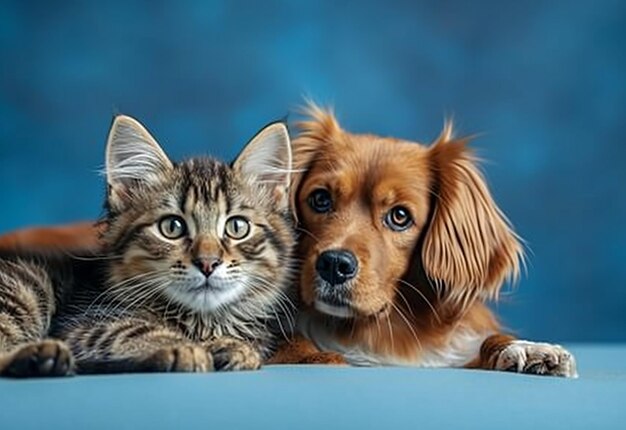 Foto de gatos e cães bonitos como animais domésticos